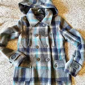 American Eagle Outfitters Grey & Teal Plaid D